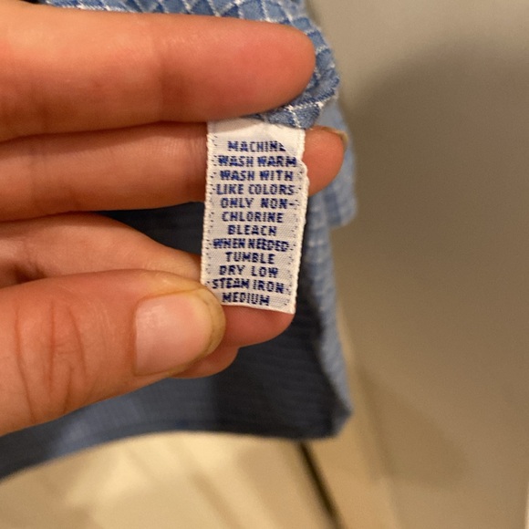 Polo by Ralph Lauren, collarless, long sleeve, button-down, blue & white - Picture 6 of 7